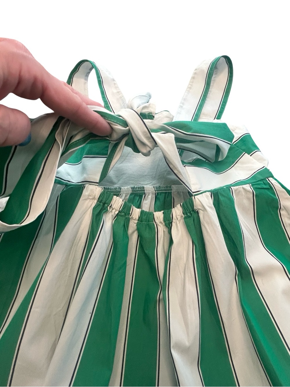 Gap green white striped poplin tie-back feminine coquette bow detail dress NWT S - Picture 7 of 11